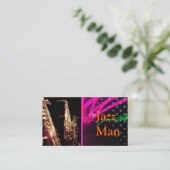 Jazz Man, Stilvolle Neonlichter/Leuchtstofffarben Visitenkarte (Stehend Vorderseite)