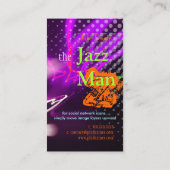 Jazz Man, Stilvolle Neonlichter/Leuchtstofffarben Visitenkarte (Rückseite)