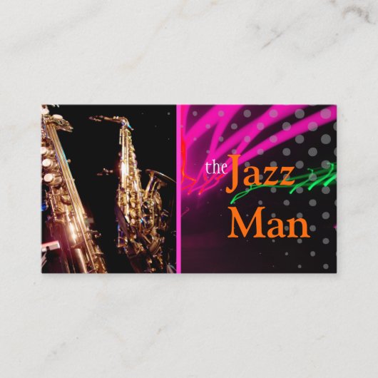 Jazz Man, Stilvolle Neonlichter/Leuchtstofffarben Visitenkarte (Vorderseite)