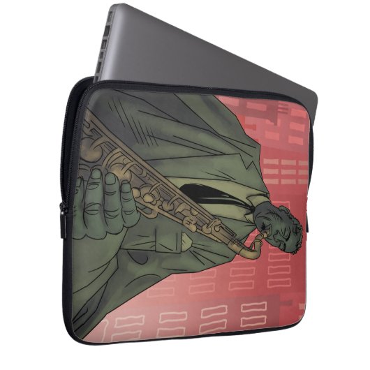 Jazz Midnight Saxophon Player Notebook-Ärmel Laptopschutzhülle (Vorne Rechts)