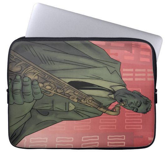 Jazz Midnight Saxophon Player Notebook-Ärmel Laptopschutzhülle (Vorderseite)