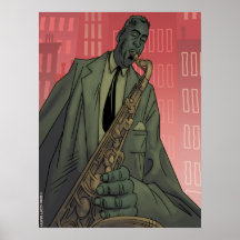 Jazz Midnight Saxophon Player Poster
