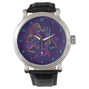 Jazz Music Abstrakt Neon Zeichne Armbanduhr