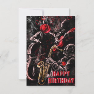 Jazz Music Band Musical Happy Birthday Card Karte