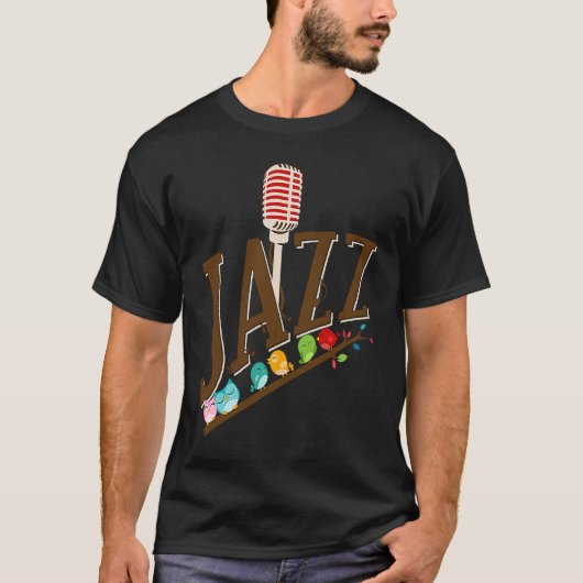 jazz music instrument microphone birds singing T-Shirt (Vorderseite)