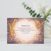 Jazz Music Mardi Gras Masquerade Dankeskarte (Stehend Vorderseite)