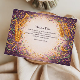 Jazz Music Mardi Gras Masquerade Dankeskarte