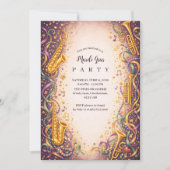 Jazz Music Mardi Gras Masquerade Einladung (Vorderseite)