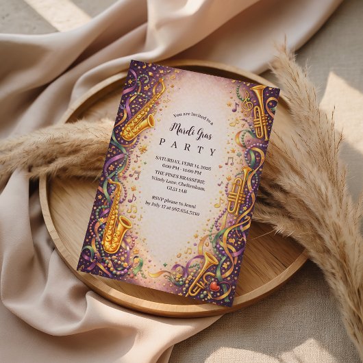 Jazz Music Mardi Gras Masquerade Einladung