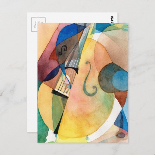Jazz Music Painting "Bassline" Postkarte (Vorne/Hinten)