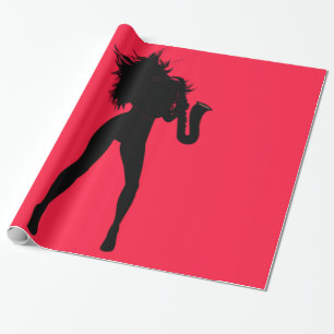 Jazz Music Saxophone Player Woman Wrapping Paper Geschenkpapier