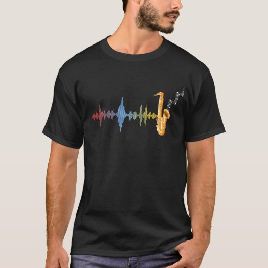 Jazz Music Saxophonist Soundwave Saxophone T-Shirt (Vorderseite)