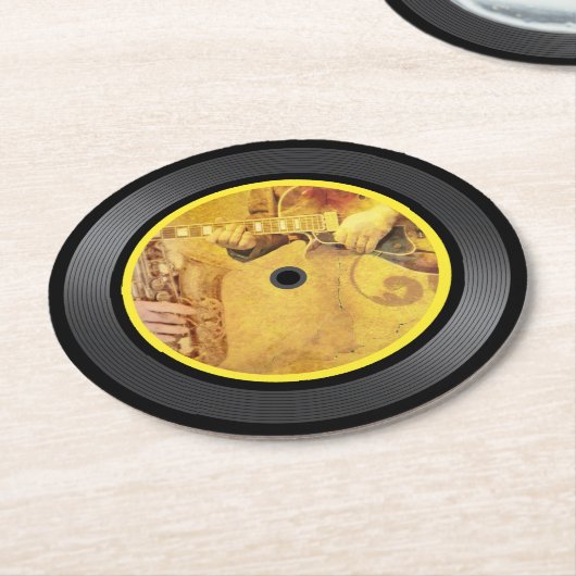 Jazz Music Vinyl Record Round Paper Untersetzer (Angewinkelt)