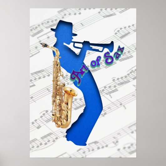 Jazz Musician Blue Print Wall Art Poster (Vorne)