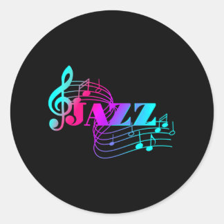 Jazz Musician Farbblatt Musik Jazz Notes Runder Aufkleber