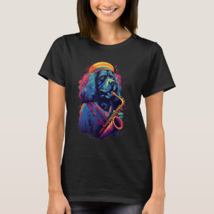 Jazz Musician Neufundland Dog Saxophon T-Shirt