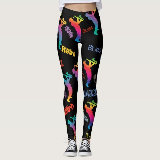 Jazz Musicians Retro Music Blues Pop ART Paint Leggings (Vorderseite)