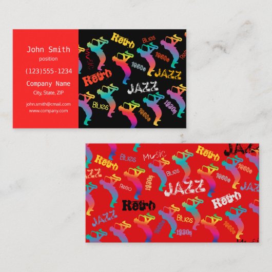 Jazz Musicians Retro Music POP ART 1930er - 1950er Visitenkarte (Vorne/Hinten)