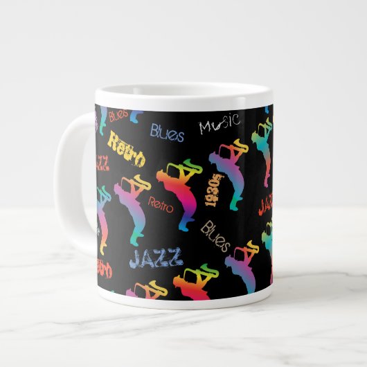 Jazz Musicians Retro Music POP ART Jumbo-Tasse (Vorderseite Links)