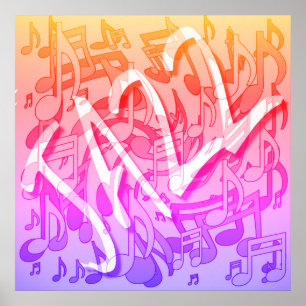 Jazz-Musik Muster Tanzende Wirbelnde Noten Farbige Poster