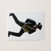 Jazz-Musiker, der Saxophon Scratchboard spielt Puzzle (Horizontal)