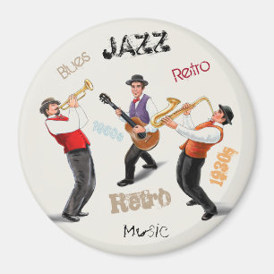 Jazz-Musiker-Retro Musik-Vintage Illustration Magnet
