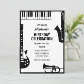 Jazz-Musikinstrumente Einladung (Stehend Vorderseite)