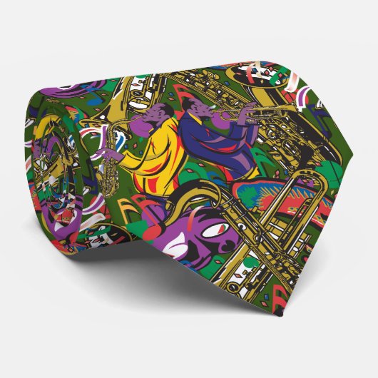 Jazz New Orleans Music Fest Krawatte (Gerollt)