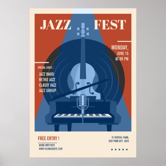 Jazz Party Ankündigung Retro-Musikposter Poster (Vorne)
