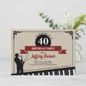 Jazz-Party Einladung zum 40. Geburtstag (Stehend Vorderseite)