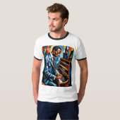 Jazz Pianist Abstrakt Art Tribute T - Shirt (Vorne ganz)