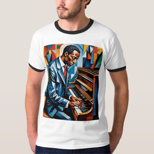 Jazz Pianist Abstrakt Art Tribute T - Shirt (Vorderseite)
