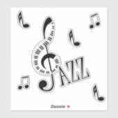 Jazz Piano G Clef und Notes Aufkleber (Blatt)