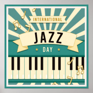 Jazz Piano Music Illustration Musikalische Noten Poster