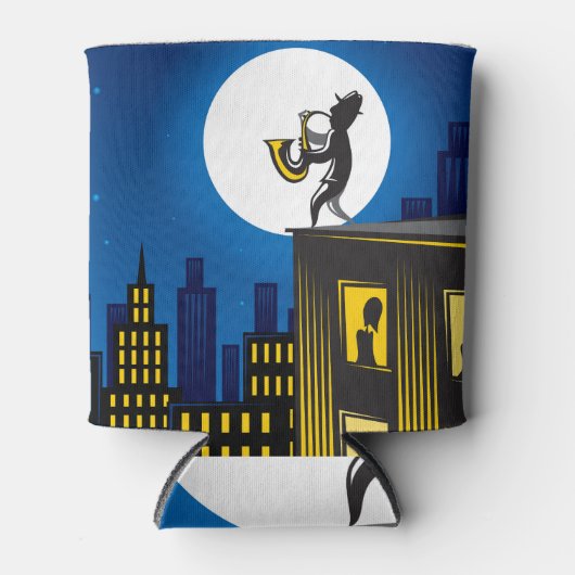 Jazz Player Gebäude Vintag City Dosenkühler (Vorderseite)