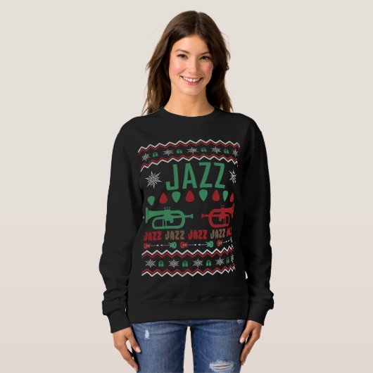 Jazz Player Ugly Christmas Sweater Sweatshirt (Vorne ganz)