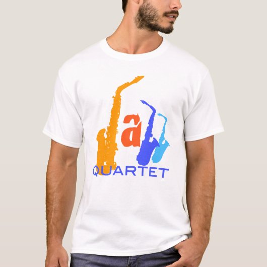 Jazz Quartet Saxophones Letters T-Shirt (Vorderseite)
