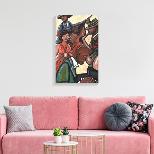 Jazz Quartet Stretched Canvas Print Leinwanddruck (Insitu (Wohnzimmer))