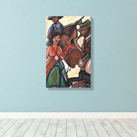 Jazz Quartet Stretched Canvas Print Leinwanddruck (Insitu (Holzboden))