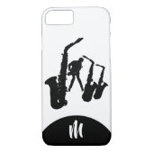 Jazz Sax Black Saxophonist 2 Monogram Iphone Case (Rückseite)