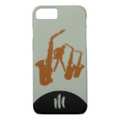 Jazz Sax Brown Saxophonist Monogram Iphone Case (Rückseite)