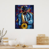 Jazz Sax Saxophone Musician Art Poster (Küche)