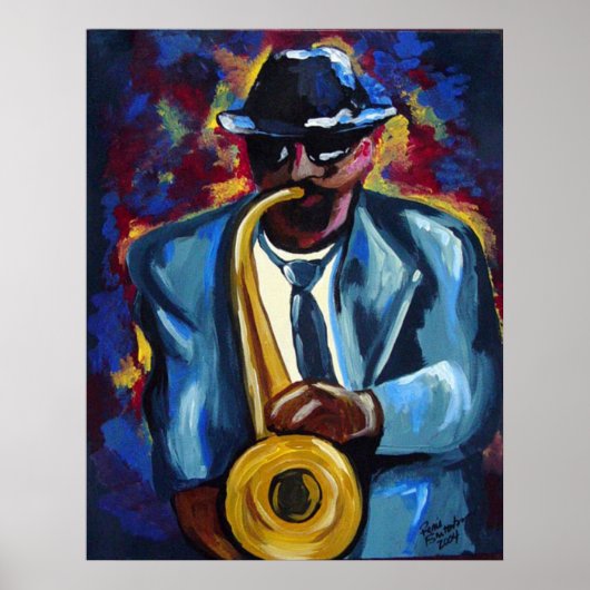 Jazz Sax Saxophone Musician Art Poster (Vorne)