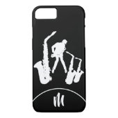 Jazz Sax White Saxophonist Monogram B2 iPhone Case (Rückseite)