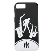 Jazz Sax White Saxophonist Monogram B iPhone Case (Rückseite)