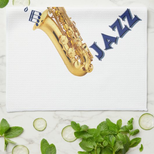 Jazz-Saxophon-Geschirrtuch Handtuch (Gefaltet)
