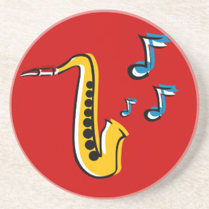 Jazz-Saxophon mit Noten Sandstein-Getränkeunterset Sandstein Untersetzer