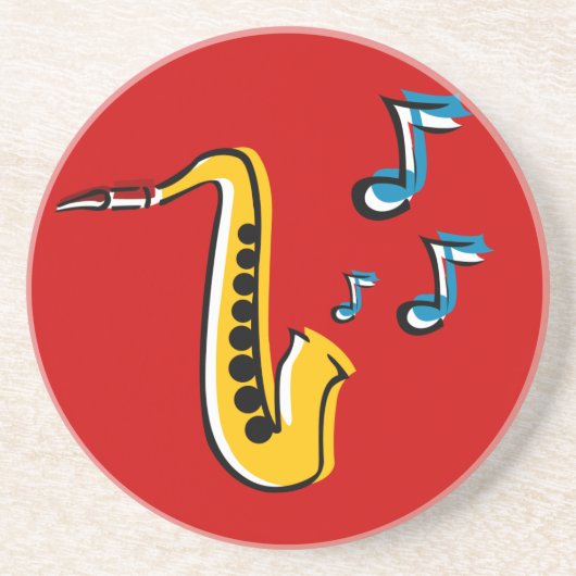 Jazz Saxophon mit Notes Sandstone-Untersetzer Sandstein Untersetzer (Vorne)