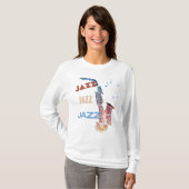 Jazz Saxophon Moderne Kunst T-Shirt (Vorne ganz)