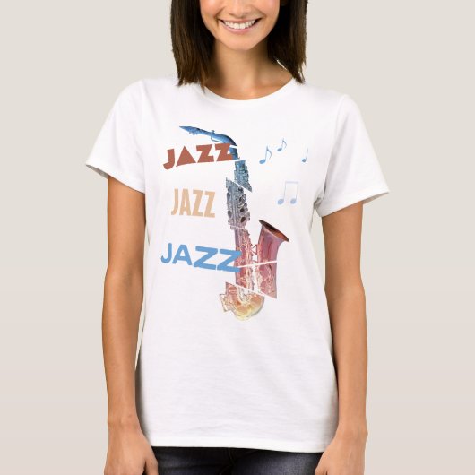 Jazz Saxophon Moderne Kunst T-Shirt (Vorderseite)